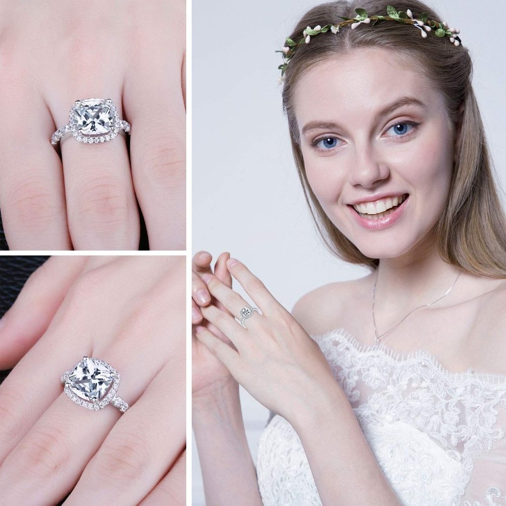 💎 3ct CZ Engagement Ring – 925 Sterling Silver 💋 - Picture 3 of 6